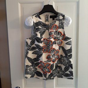 j. crew notched shell Polynesian floral vest tank